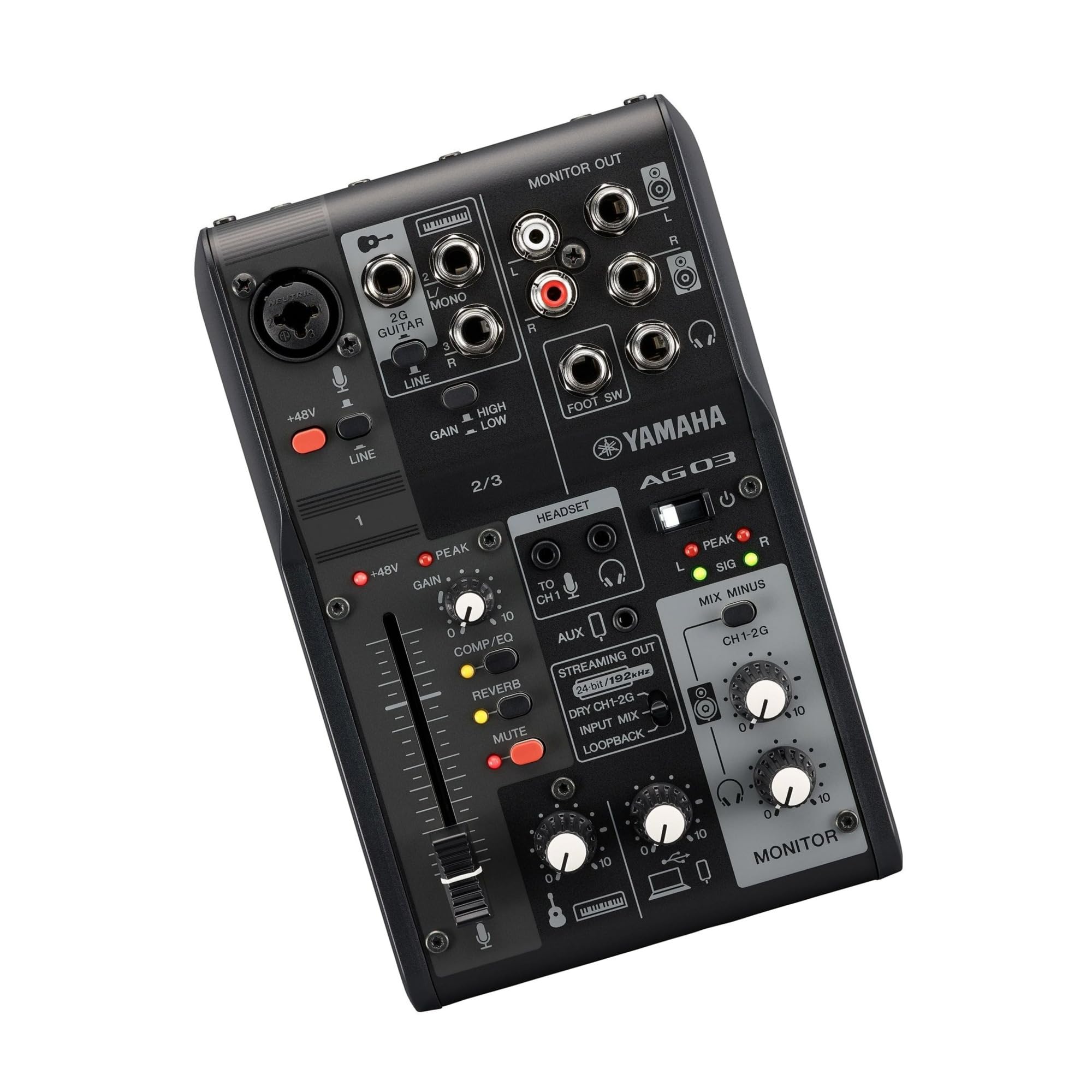 Yamaha AG03MK2 3-Channel Mixer & USB Audio Interface (Black)