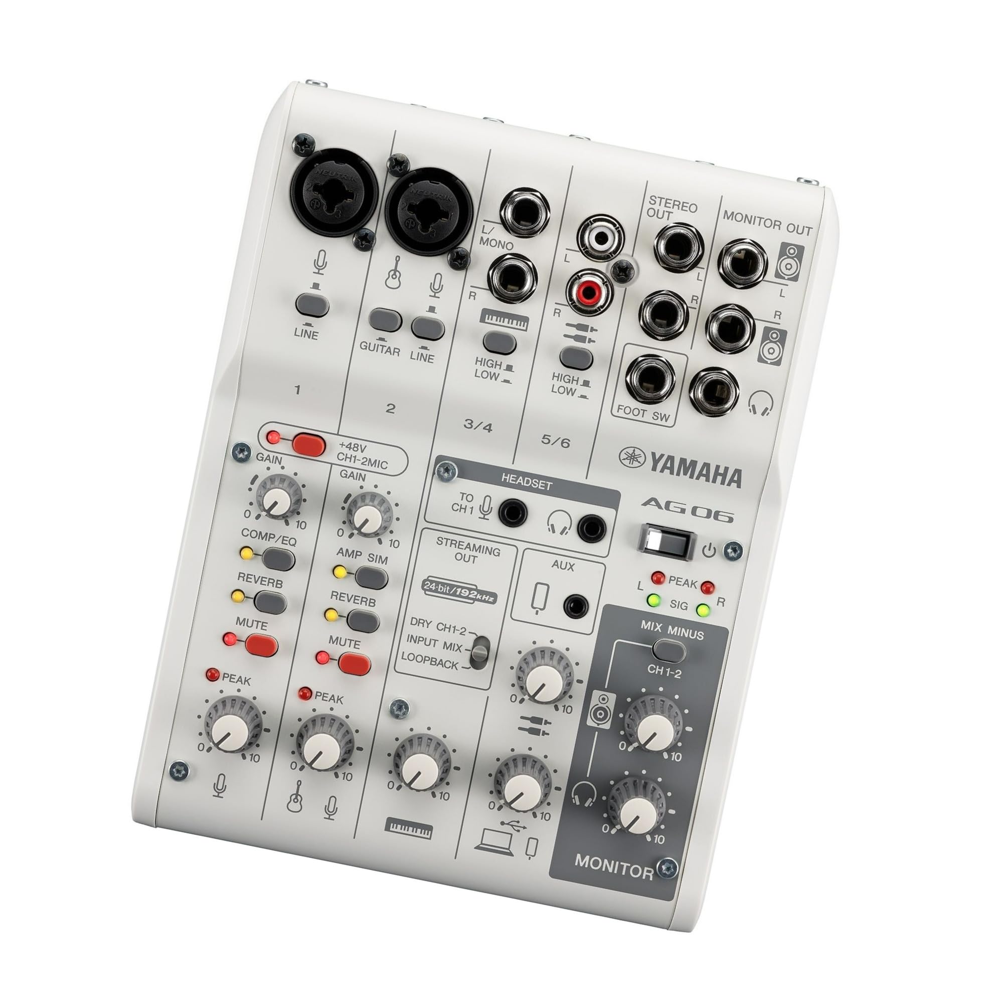 Yamaha AG06MK2 6-Channel Mixer and USB Audio Interface (White