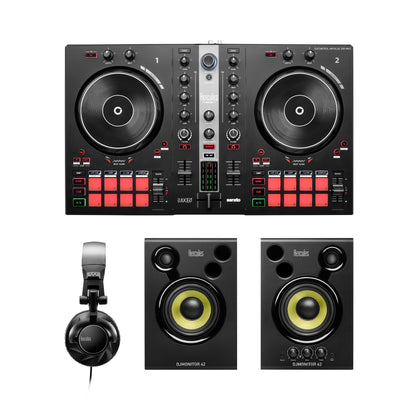 Hercules DJ Essentials Kit All-in-One Kit to Learn to DJ with DJControl Inpulse 300 Controller, Monitors, and Headphones