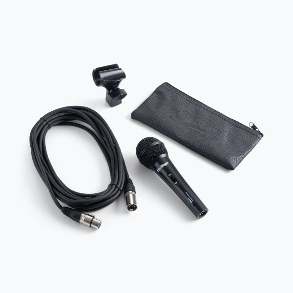 On Stage AS400V2 Handheld Hypercardioid Dynamic Vocal Microphone with Mute Switch and XLR Cable (Black Grille)