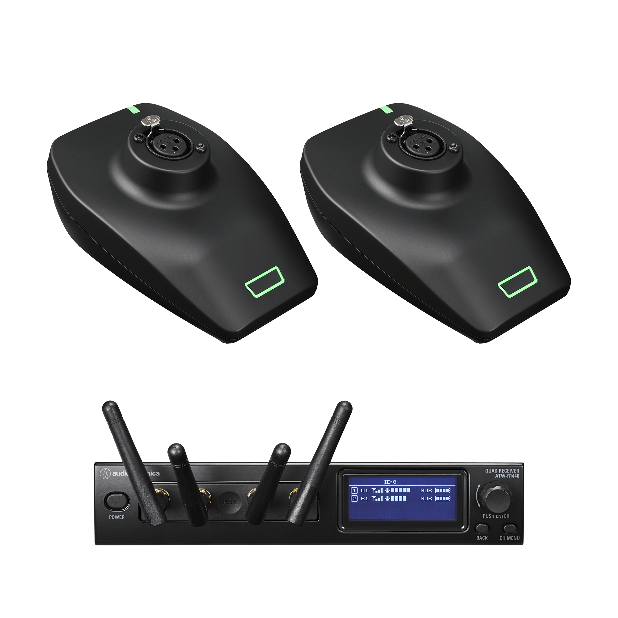 Audio-Technica ATW-1427 System 20 PRO 2-Person Digital Wireless Deskstand Transmitter System with No Mics (2.4 GHz)