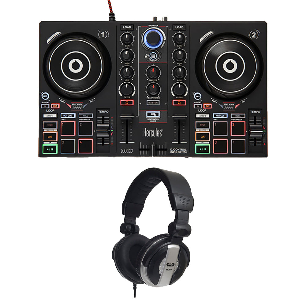 Hercules DJ Control Inpulse 200 DJ Controller with MH110 Studio Headphones