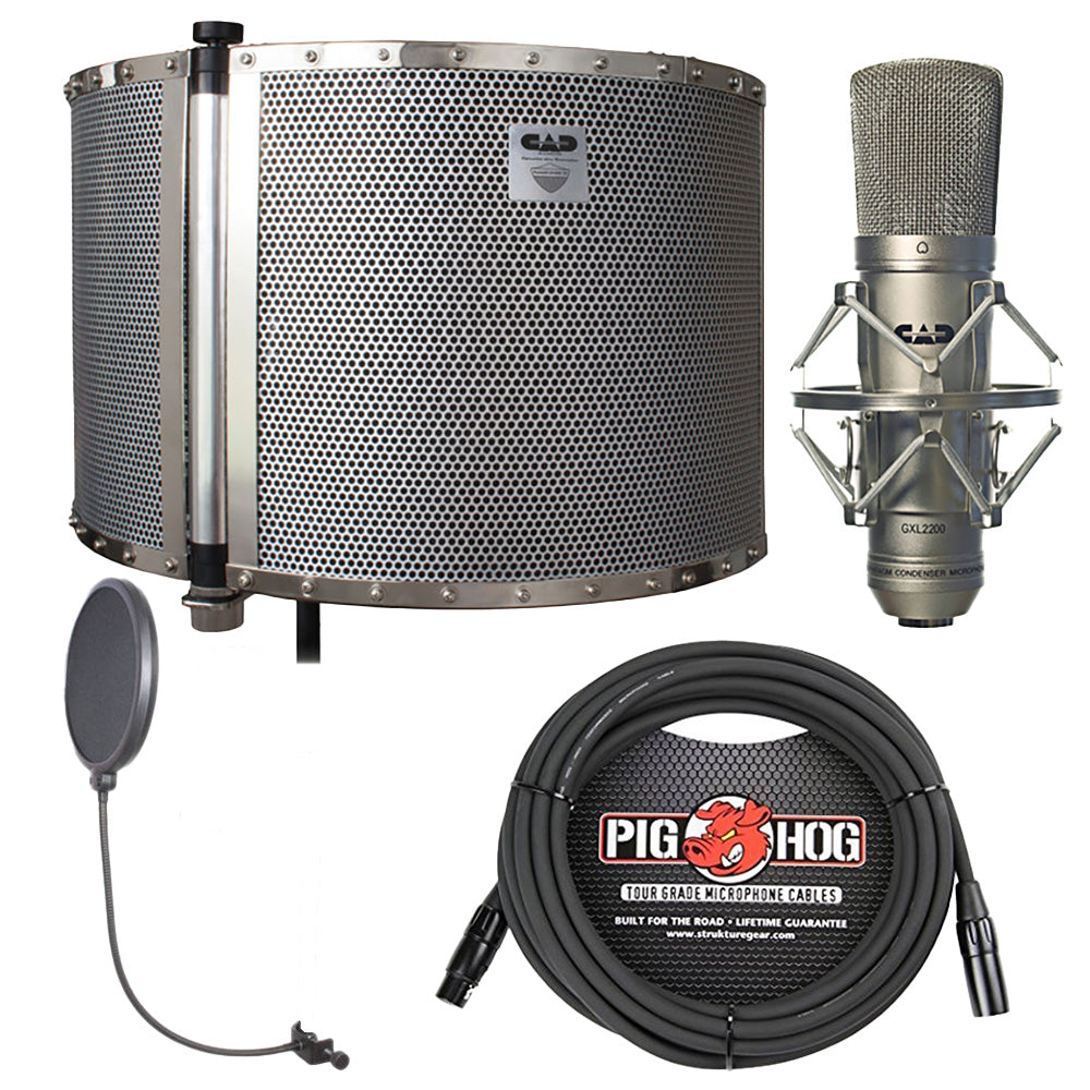 CAD AS32Flex Acoustic Enclosure with CAD GXL2200 Microphone + Cable & Pop Filter