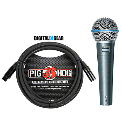 Shure BETA58A Handheld Dynamic High Output Vocal Microphone w/ Pig Hog Cable