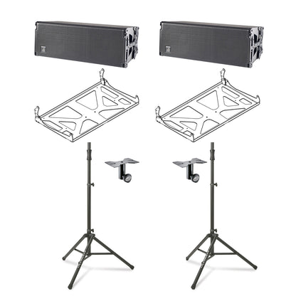 DAS Event 212A 1000W Peak 3 way powered Line Array Speaker Pair with Stands and Brackets