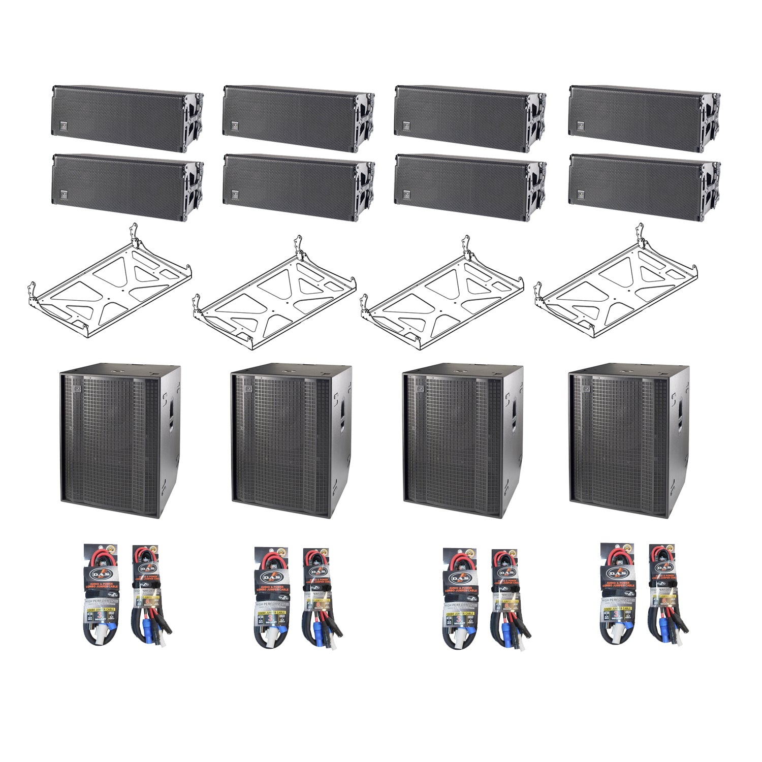 DAS Audio Event 212A (8) Dual 12 Powered Line Array Sound System with EVENT121A (4) Subwoofers