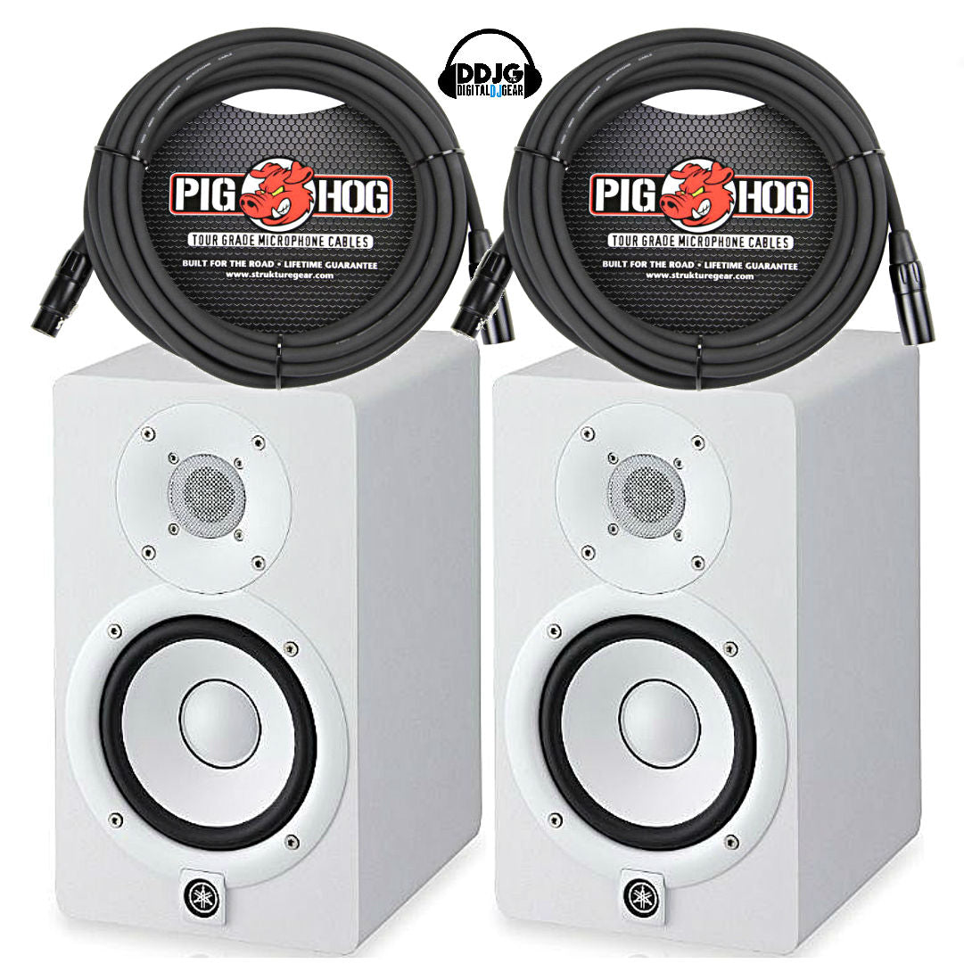 Yamaha HS5 Studio monitors with Free Pig Hog PHM20 20 foot XLR Cables