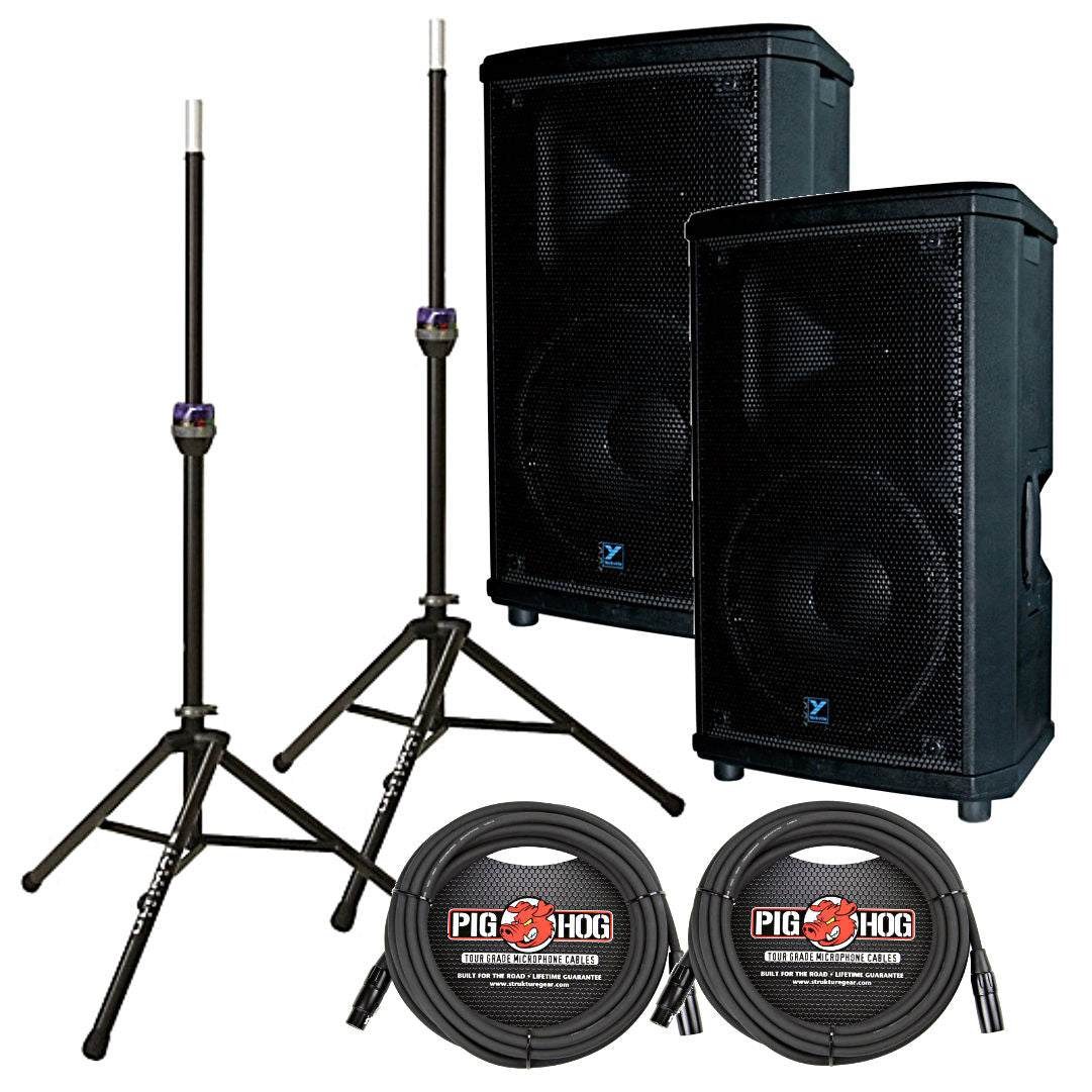 Yorkville NX25P-2 12 Powered Speaker Pair with Speaker Stands and Cables