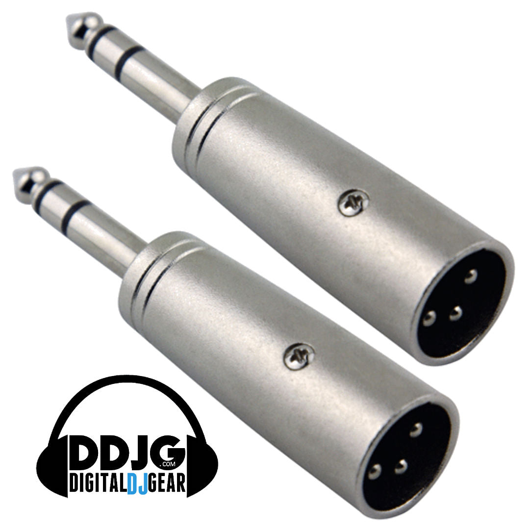 Pig Hog PA-XMTM1 XLR Male to TRS 1/4 Male High Quality Adapter - 2 Pack