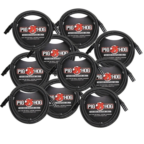 Pig Hog 25' High Performance Tour Grade 8mm XLR Microphone Cable - 10 Pack