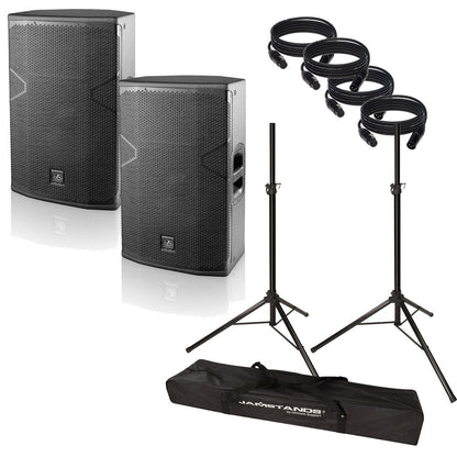 D.A.S. Vantec 12A 12 2-Way Powered Speakers Pair with Stands and Covers