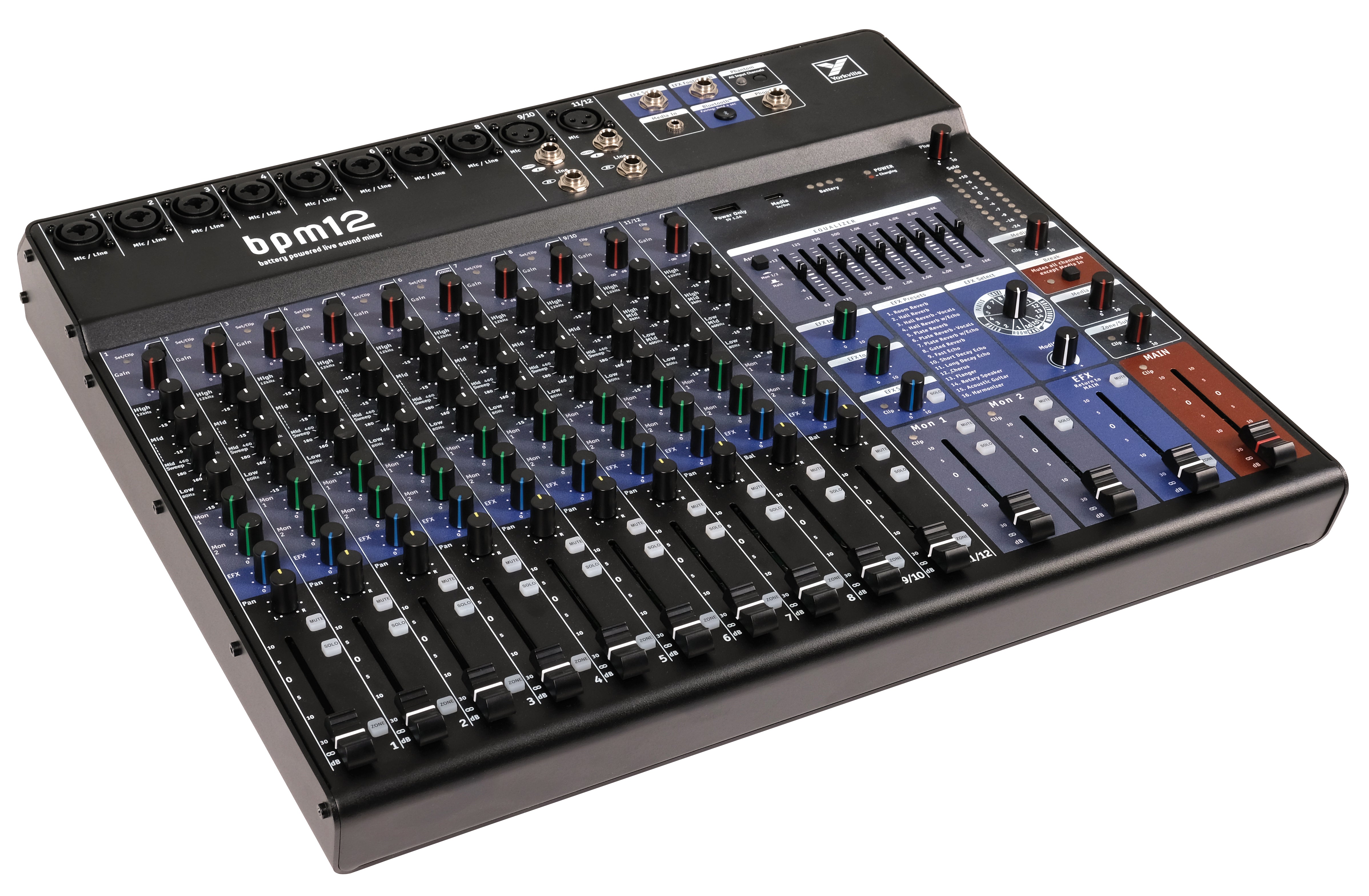 Yorkville BPM12 12-Channel Battery-Powered Mixer with USB