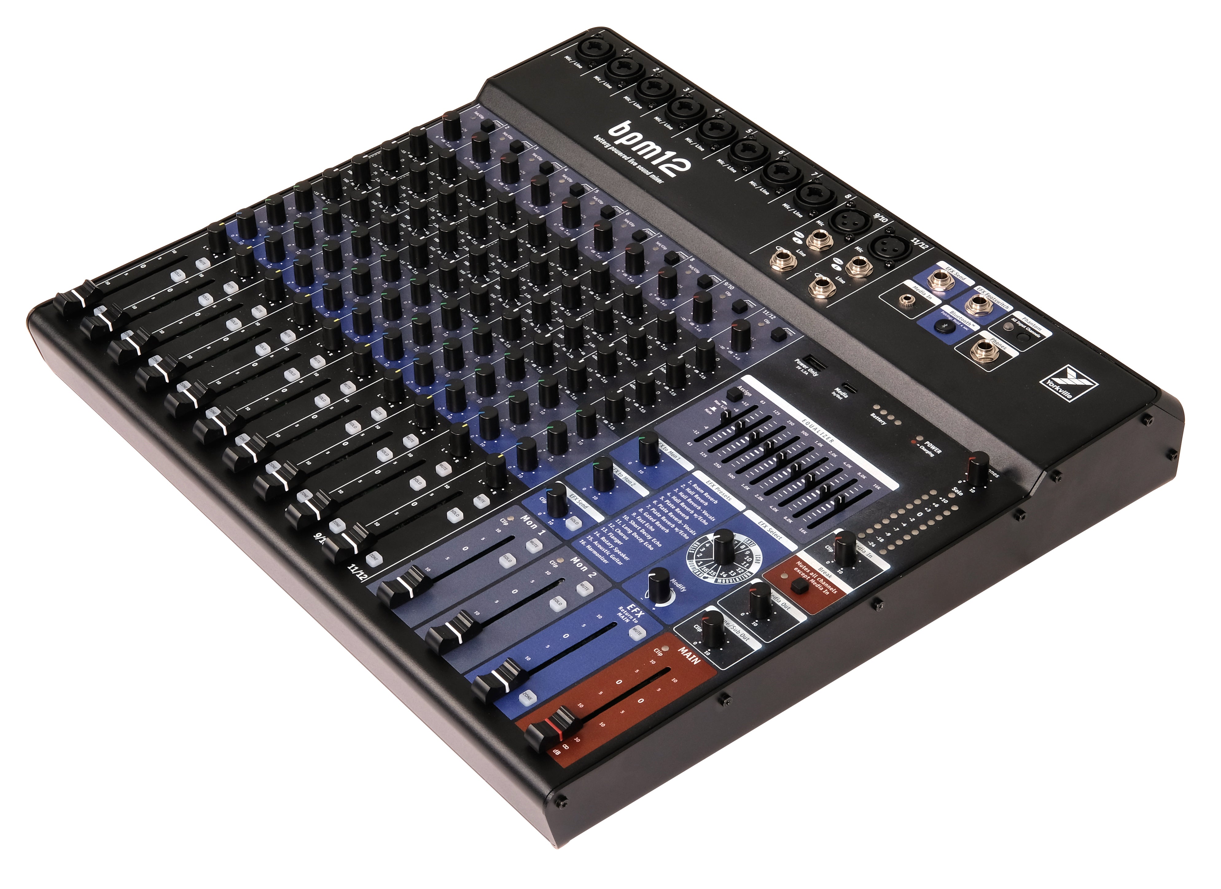 Yorkville BPM12 12-Channel Battery-Powered Mixer with USB