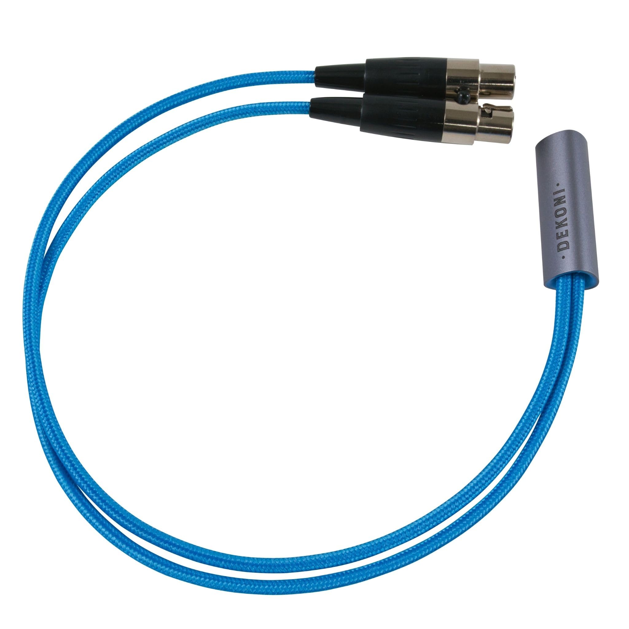 Dekoni Audio Ensemble Oversplit 4-Pin Mini-XLR Connectors with Blue Nylon Woven Jacket