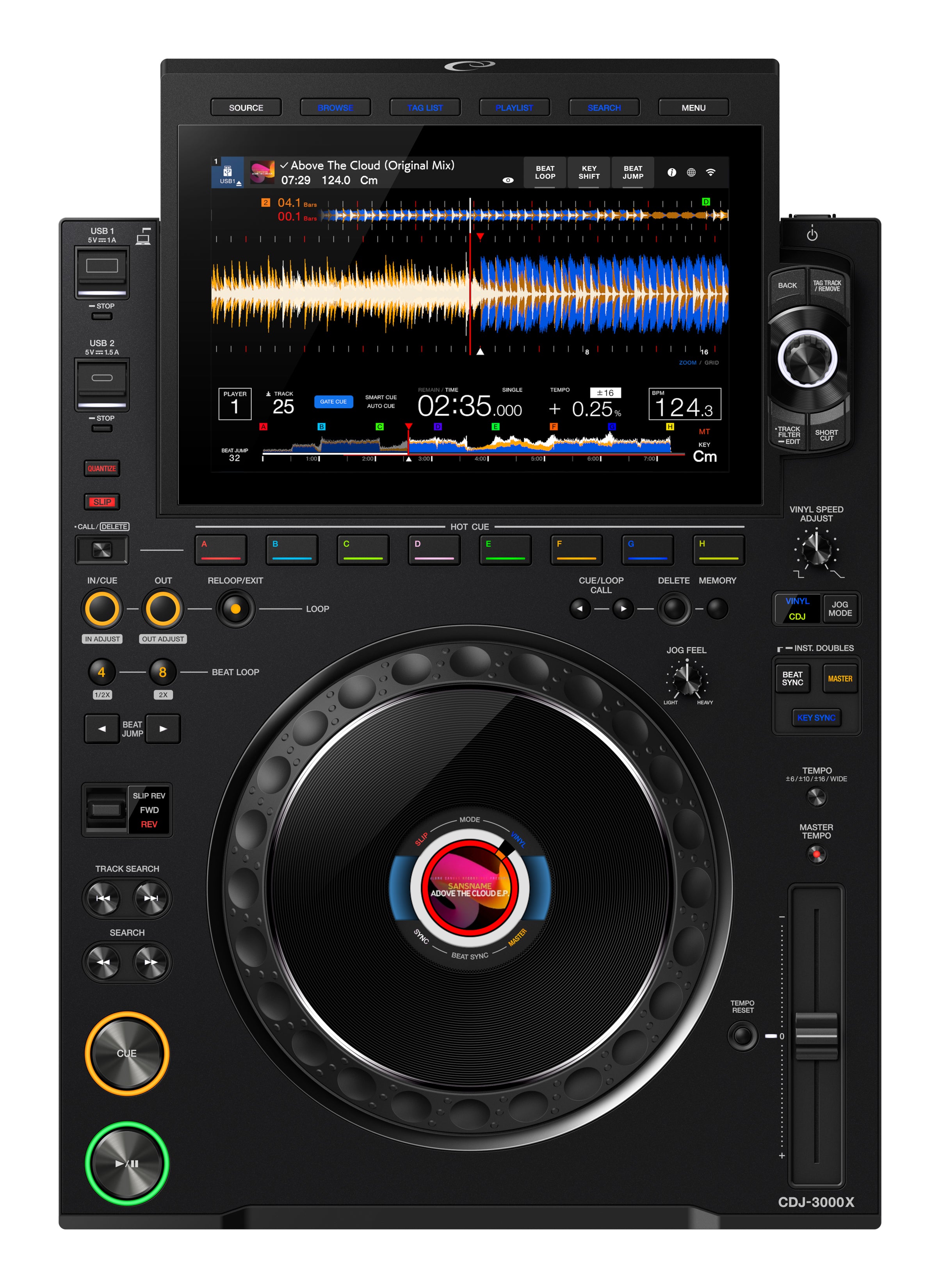 AlphaTheta CDJ-3000X High-Resolution Professional DJ Player (Black)