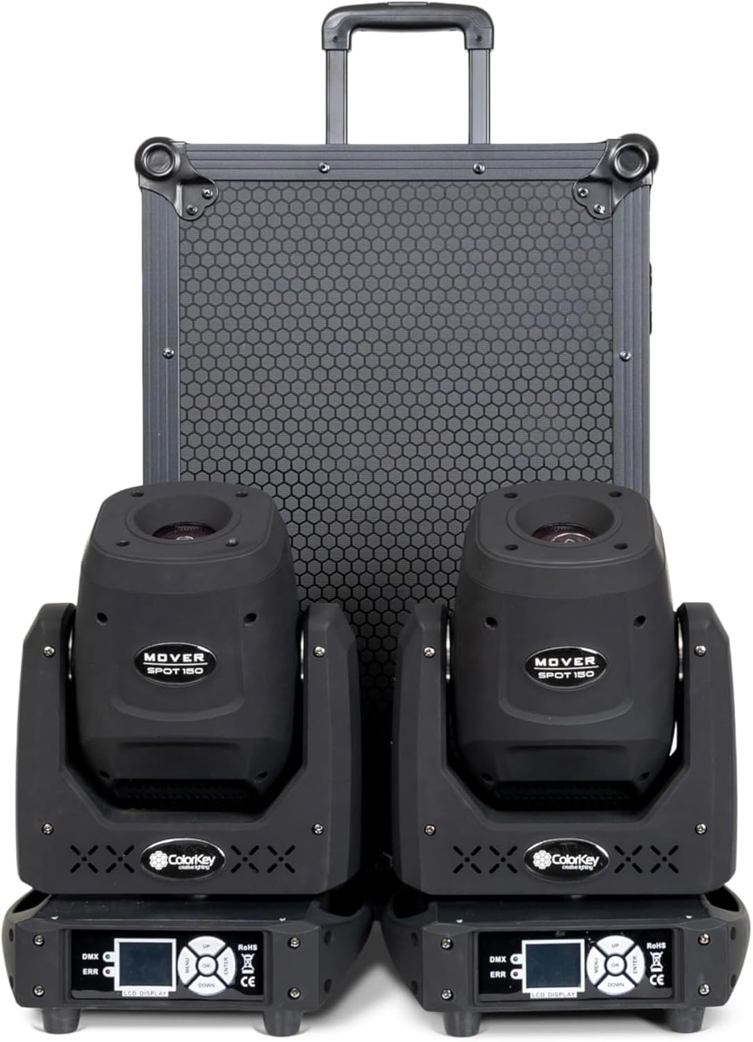 ColorKey Mover Spot 150 2-Pack Bundle With Trolley (All Black)