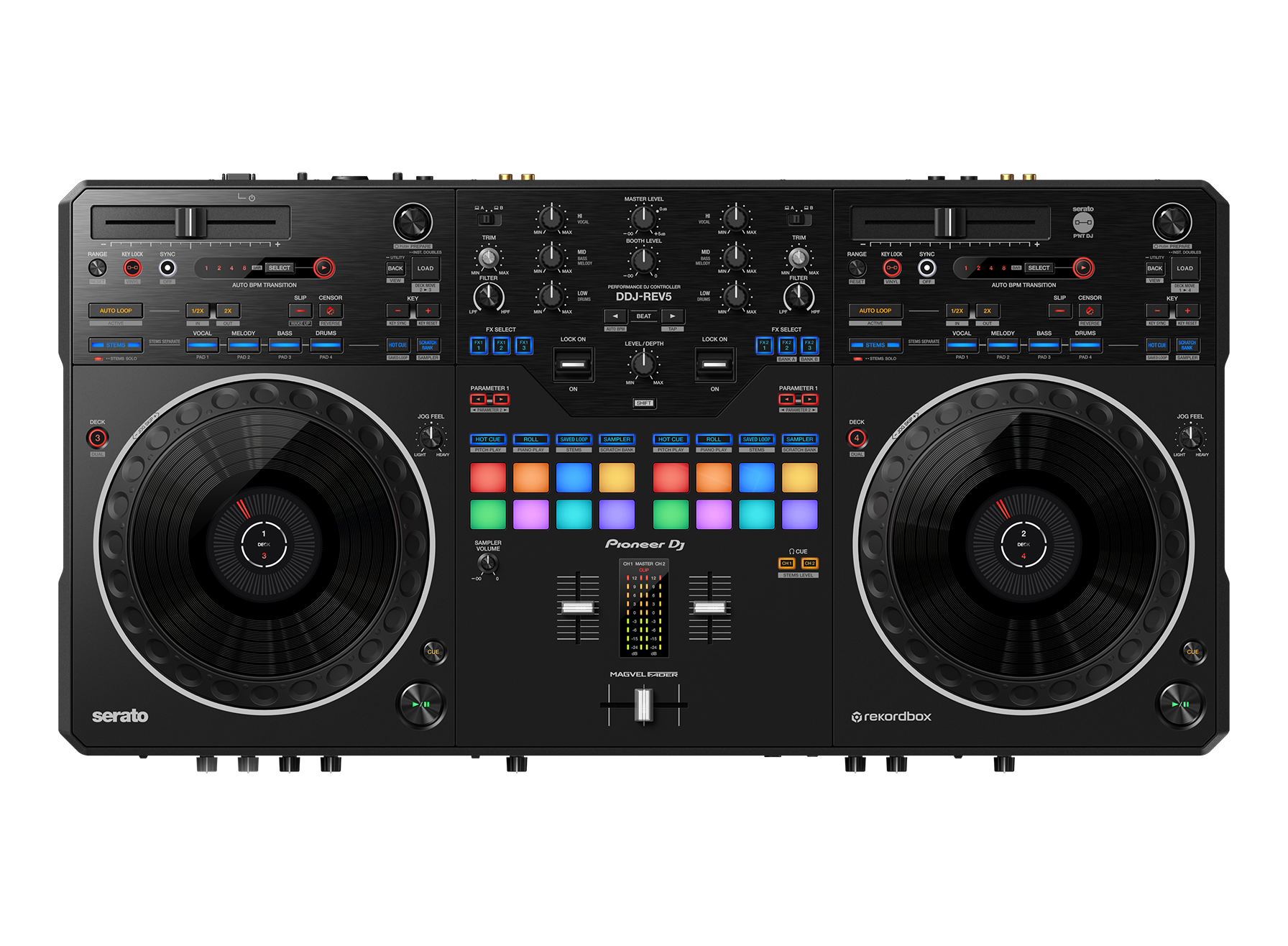 Pioneer DJ DDJ-REV5 Scratch-Style 2- Channel Proformance DJ Controller (Black)