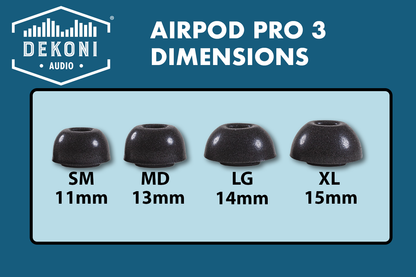 Dekoni Audio Memory Foam Earphone Tips for the Apple Airpods Pro 3 - Large 3 pack