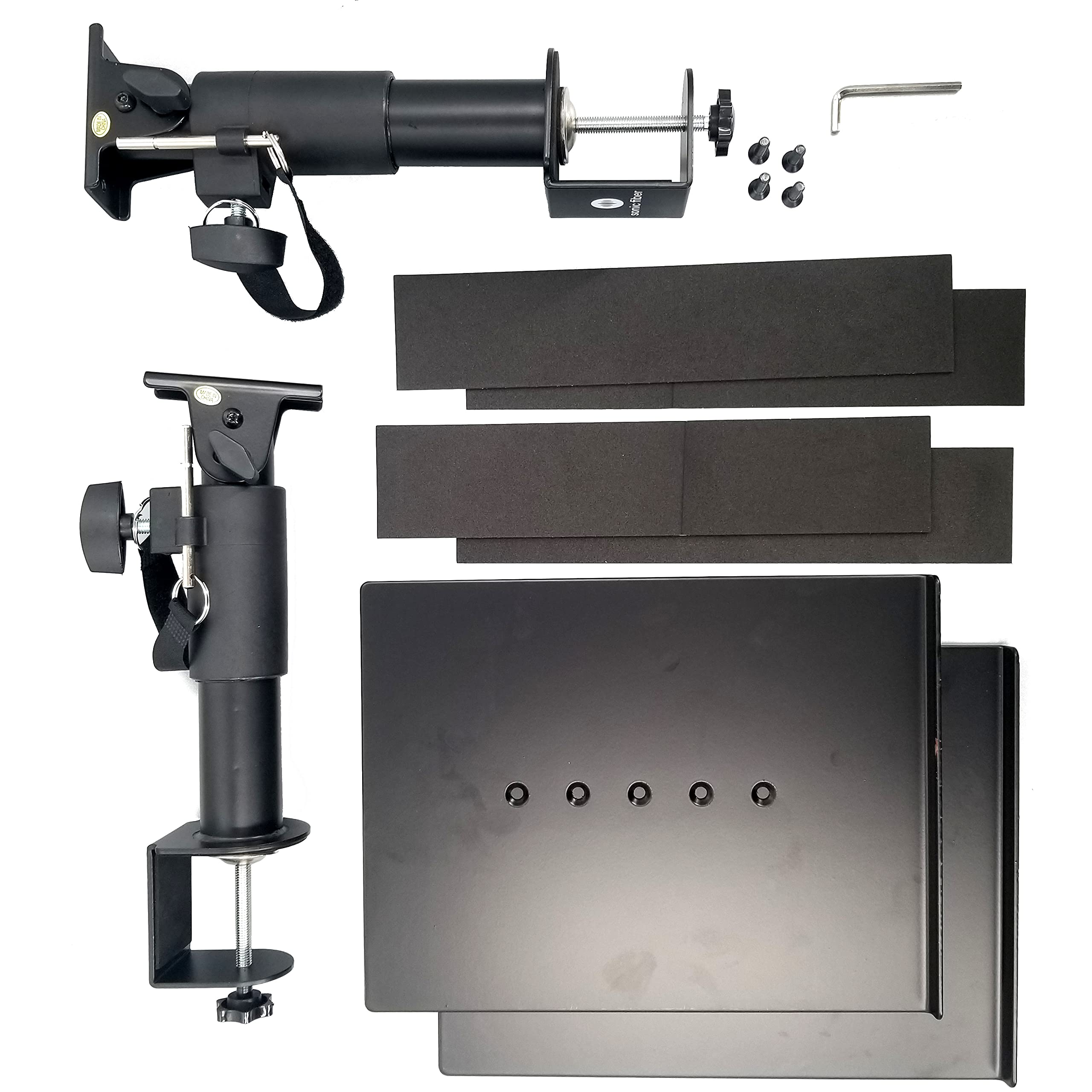Sonic Fiber Desk Clamp Speaker Stand Pair, Adjustable Desktop Speaker Stand, Studio Monitor Speaker Stands