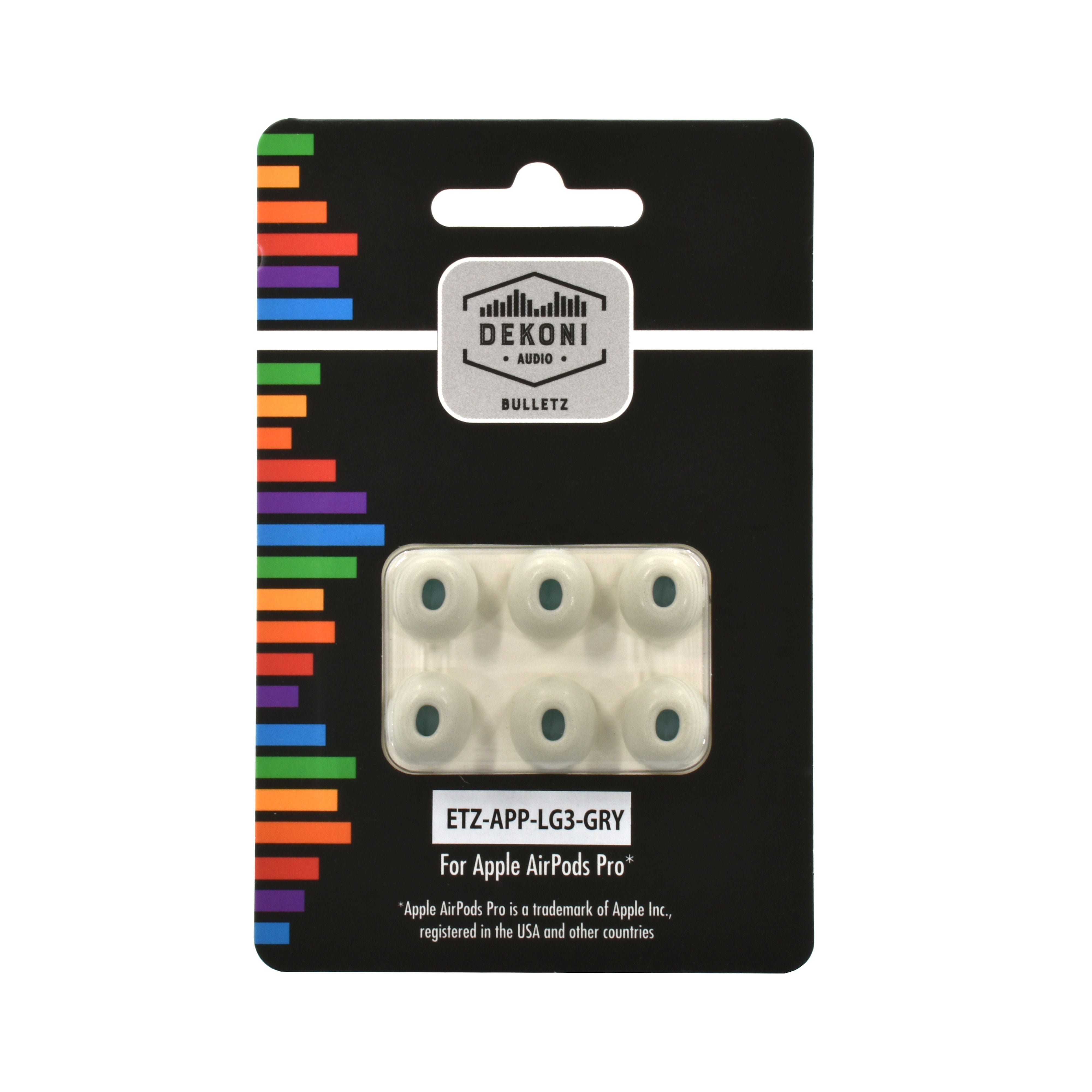 Dekoni Audio Premium Memory Foam Tips for the Apple Airpods Pro – Grey – 3 Pack, Large