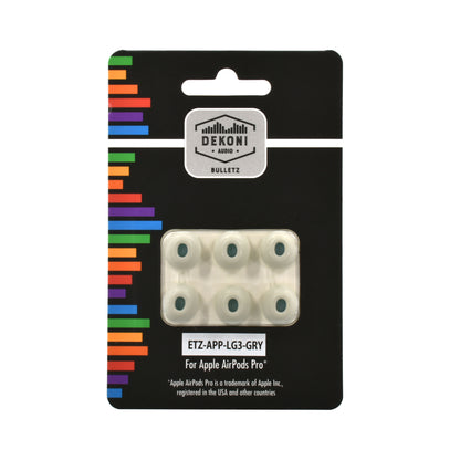 Dekoni Audio Premium Memory Foam Tips for the Apple Airpods Pro – Grey – 3 Pack, Large