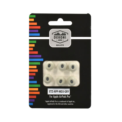 Dekoni Audio Premium Memory Foam Tips for the Apple Airpods Pro – Grey – 3 Pack, Medium