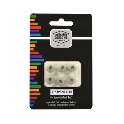 Dekoni Audio Premium Memory Foam Tips for the Apple Airpods Pro – Grey – 3 Pack, Small