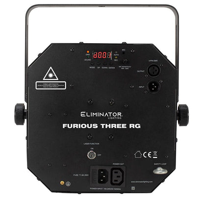 Eliminator Lighting Furious Three RG 3-FX-In-1 Moonflower, Wash, and Laser Light Fixture
