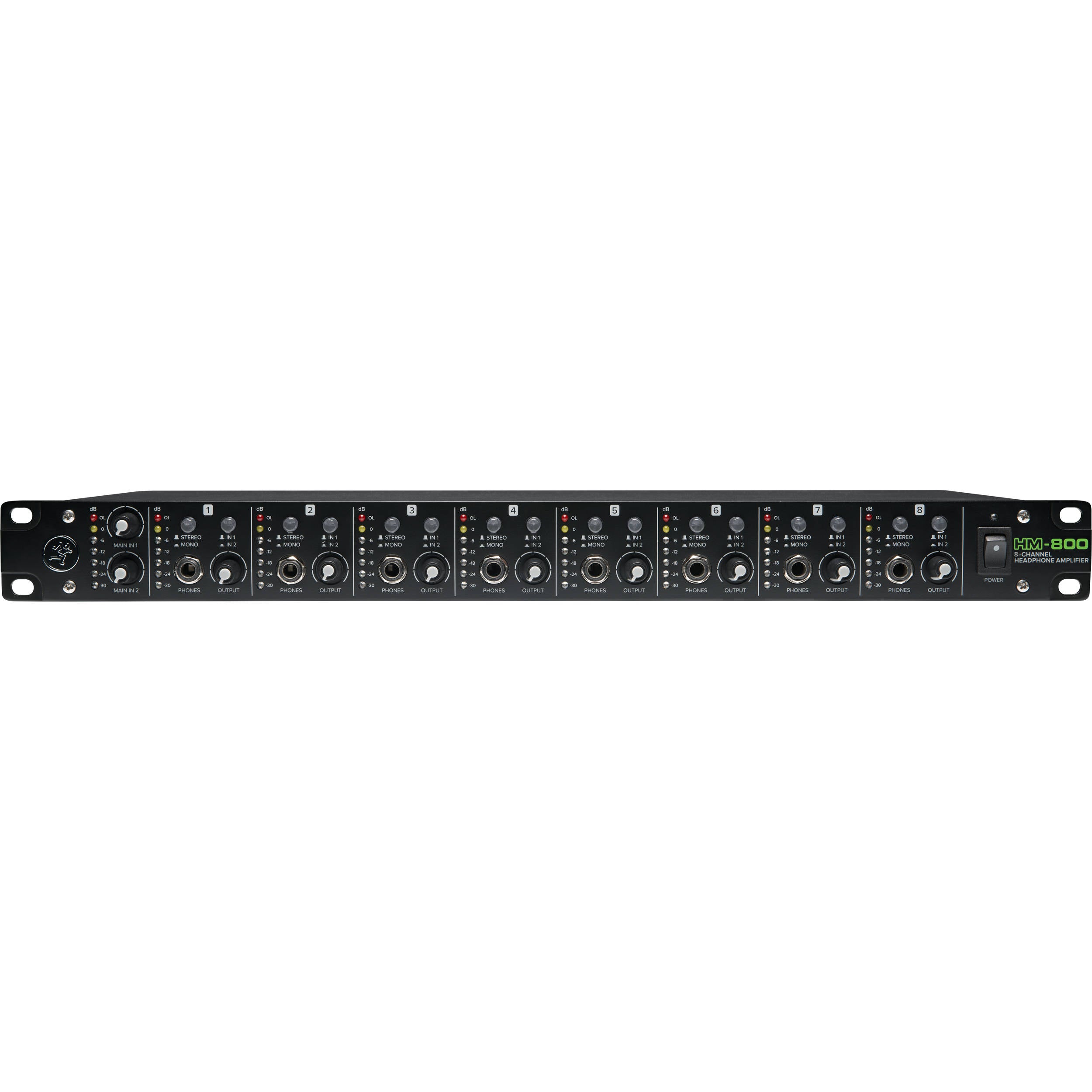 Mackie HM-800 8-Channel Rack Mountable 7 Segment LED Display Headphone Amplifier