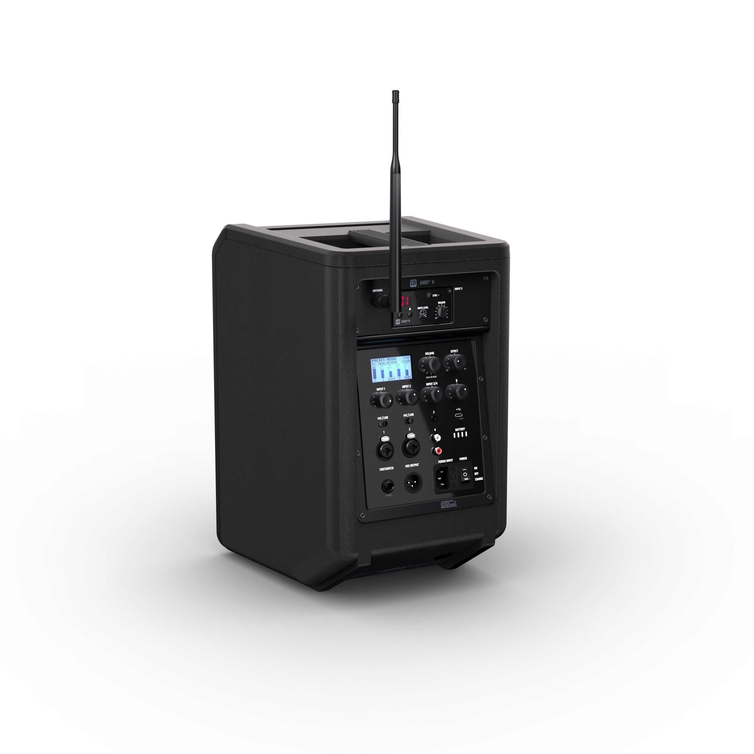 LD Systems LDANNY8HHDB47 ANNY 8 Portable 8 Battery-Powered Bluetooth PA Speaker with Handheld Wireless Mic (Black)
