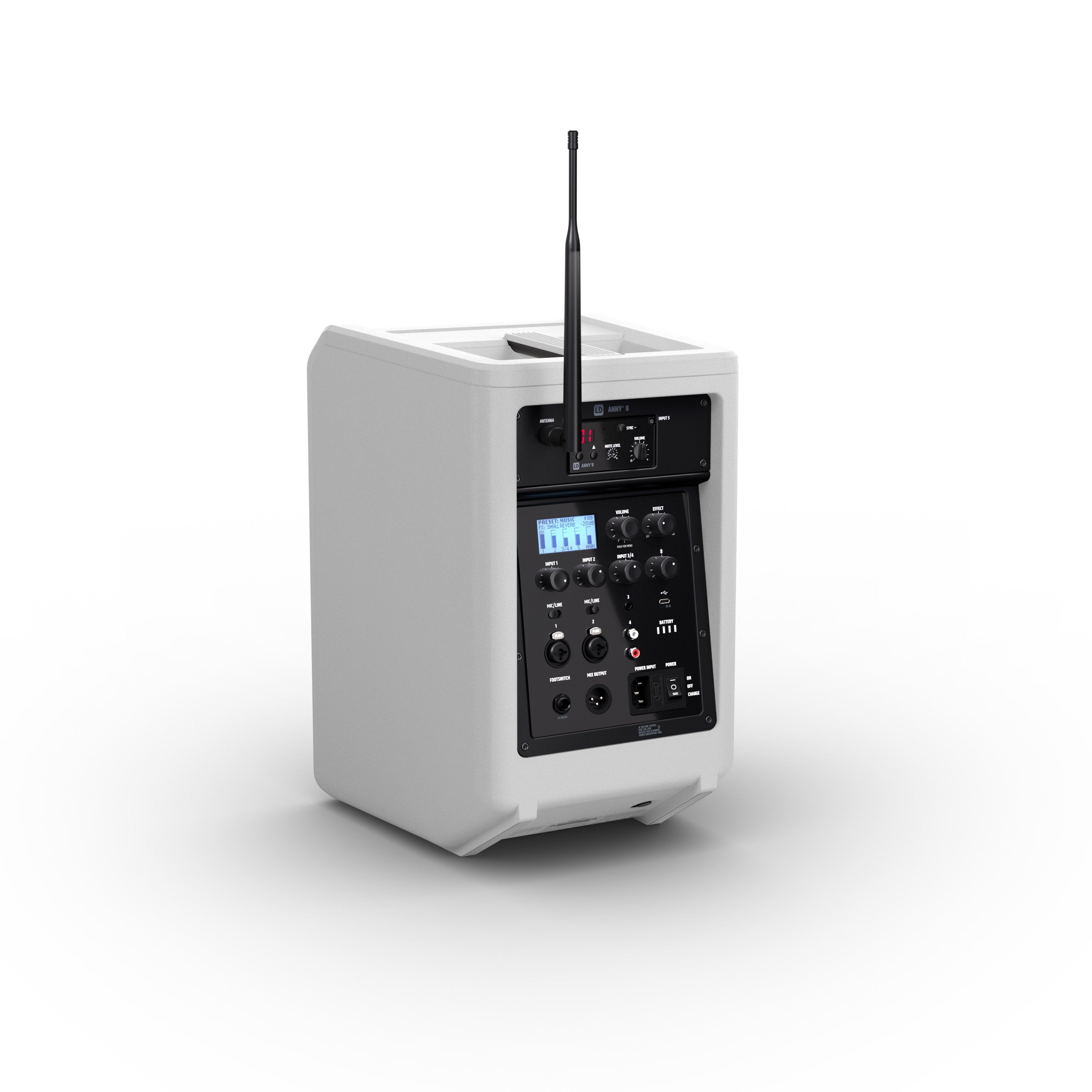 LD Systems LDANNY8HHDB47 ANNY 8 Portable 8 Battery-Powered Bluetooth PA Speaker with Handheld Wireless Mic (White)
