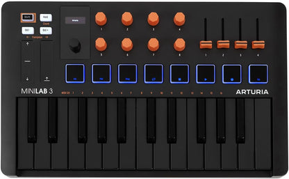 Arturia MiniLab 3 Orange Compact MIDI Keyboard and Pad Controller (Special Edition Orange and Black)