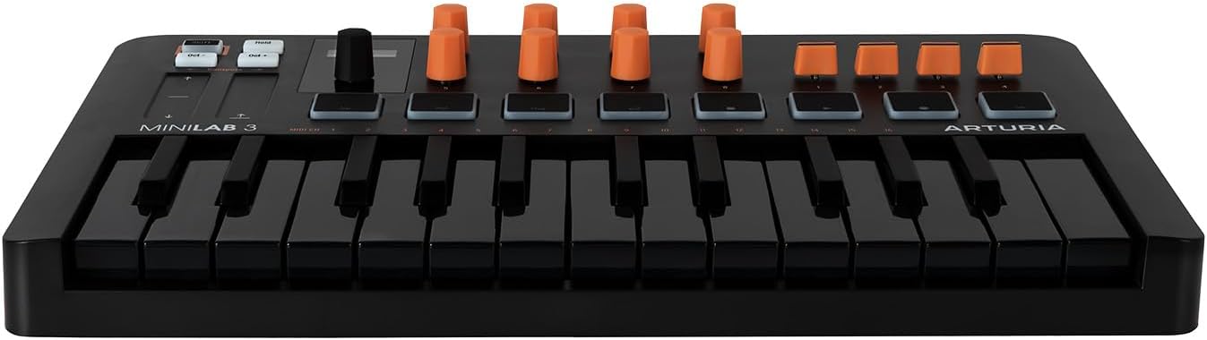 Arturia MiniLab 3 Orange Compact MIDI Keyboard and Pad Controller (Special Edition Orange and Black)