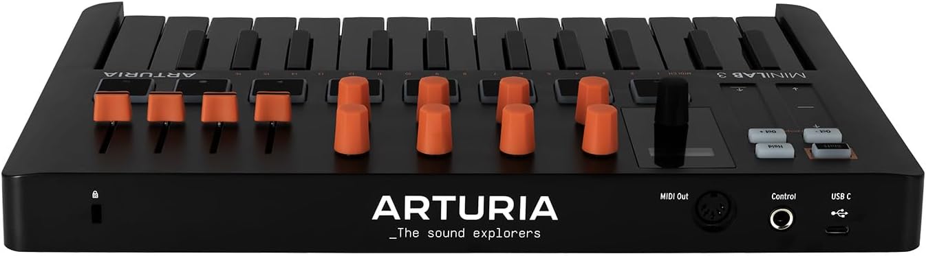 Arturia MiniLab 3 Orange Compact MIDI Keyboard and Pad Controller (Special Edition Orange and Black)