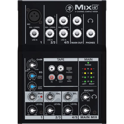 Mackie Mix5 5-Channel 1 Mic/Line Input Compact Mixer w/ 2-Band EQ