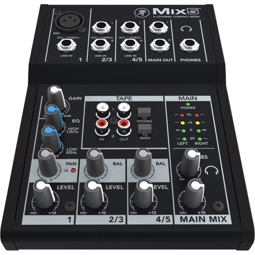 Mackie Mix5 5-Channel 1 Mic/Line Input Compact Mixer w/ 2-Band EQ