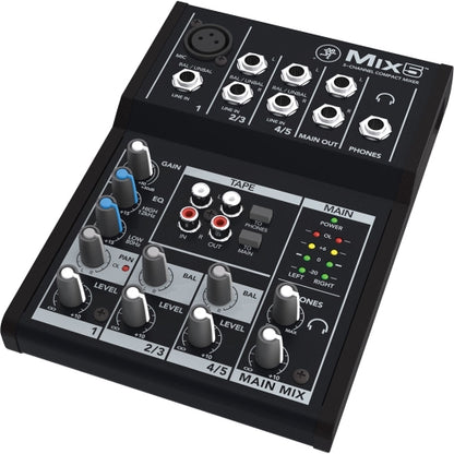 Mackie Mix5 5-Channel 1 Mic/Line Input Compact Mixer w/ 2-Band EQ