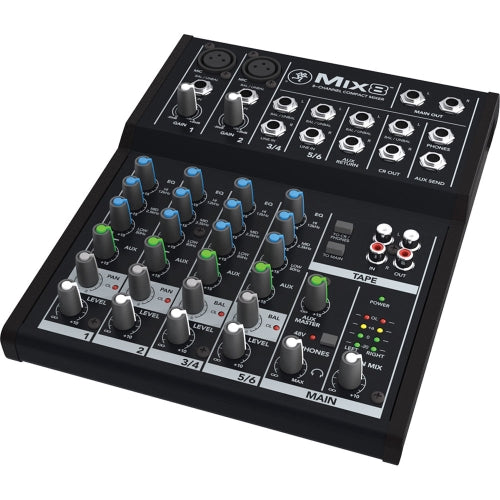 Mackie Mix8 8-Channel Compact Mixer with 2 MIC Pre Amps – Digital
