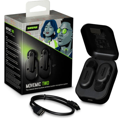 Shure MV-TWO-Z7 MoveMic Two 2-Person Clip-On Wireless Microphone System for Mobile Devices