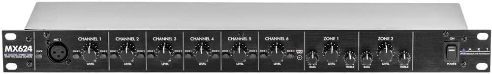 ART MX624 - 6-Channel Stereo Mixer with Two Zone Outputs