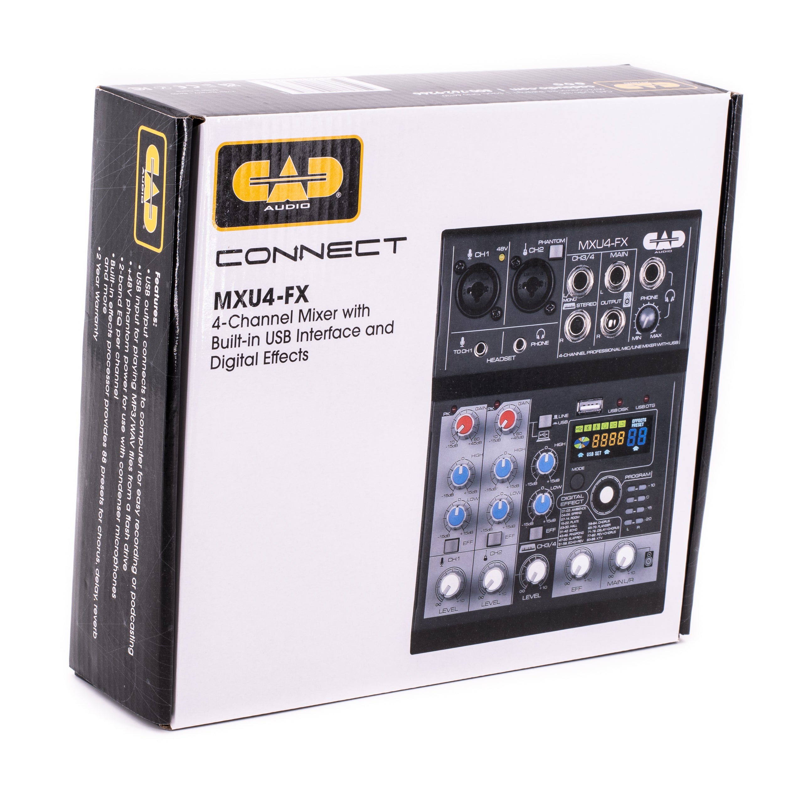CAD MXU4-FX 4 channel mixer with USB interface and digital effects