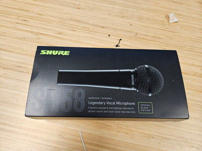 Shure SM58-BLK Dynamic Wired Microphone - Black - Used