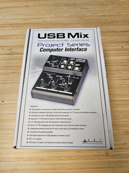 Open Box ART USBMix 3 Channel USB Mixer w/ Audacity Recording Software