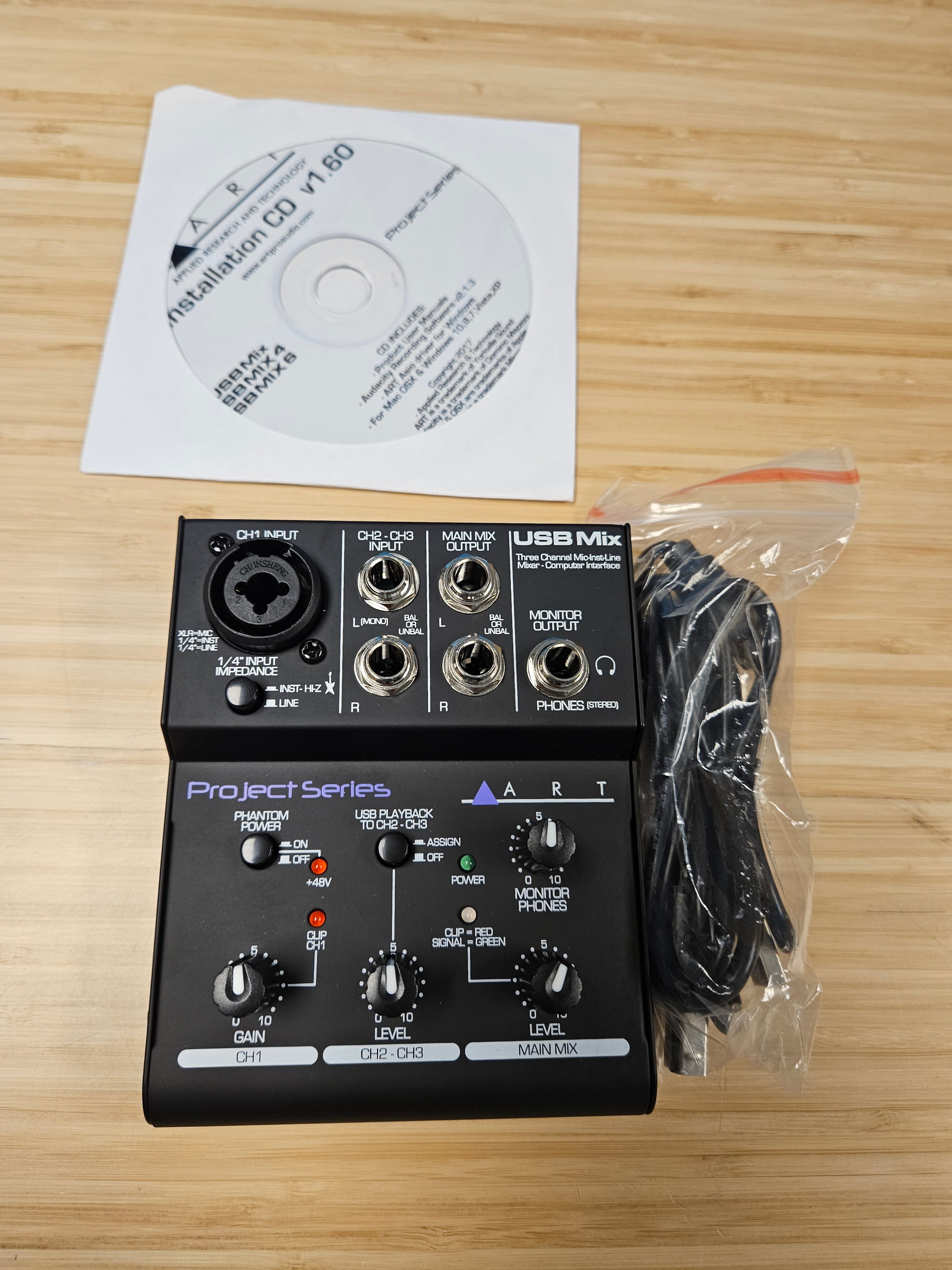 Open Box ART USBMix 3 Channel USB Mixer w/ Audacity Recording Software