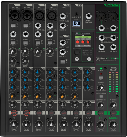 Mackie ProFX10v3+ 10-Channel Analog Mixer with Enhanced FX, USB Recording Modes, and Bluetooth