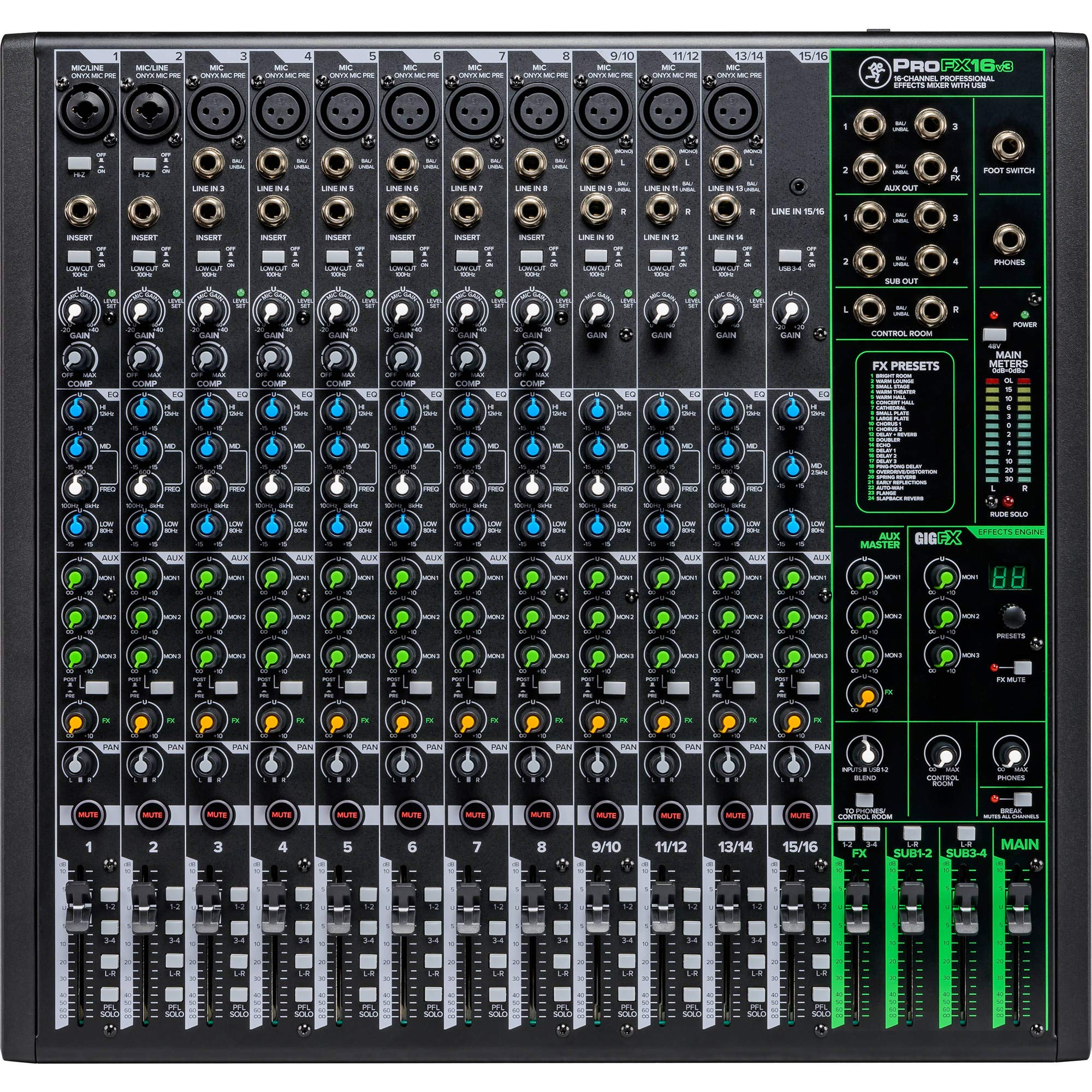 Mackie ProFX16v3 16 Channel Sound Reinforcement Mixer w/ Built-In Effects