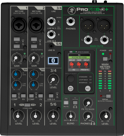 Mackie ProFX6v3+ 6-Channel Analog Mixer With Enhanced FX, USB Recording Modes and Bluetooth
