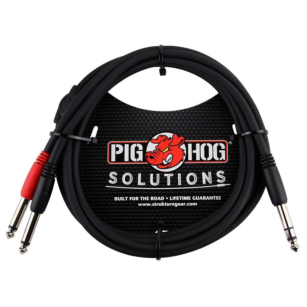 Pig Hog Solutions Heavy Duty 6' TRS Male Dual 1/4 Mono Male Insert Cable