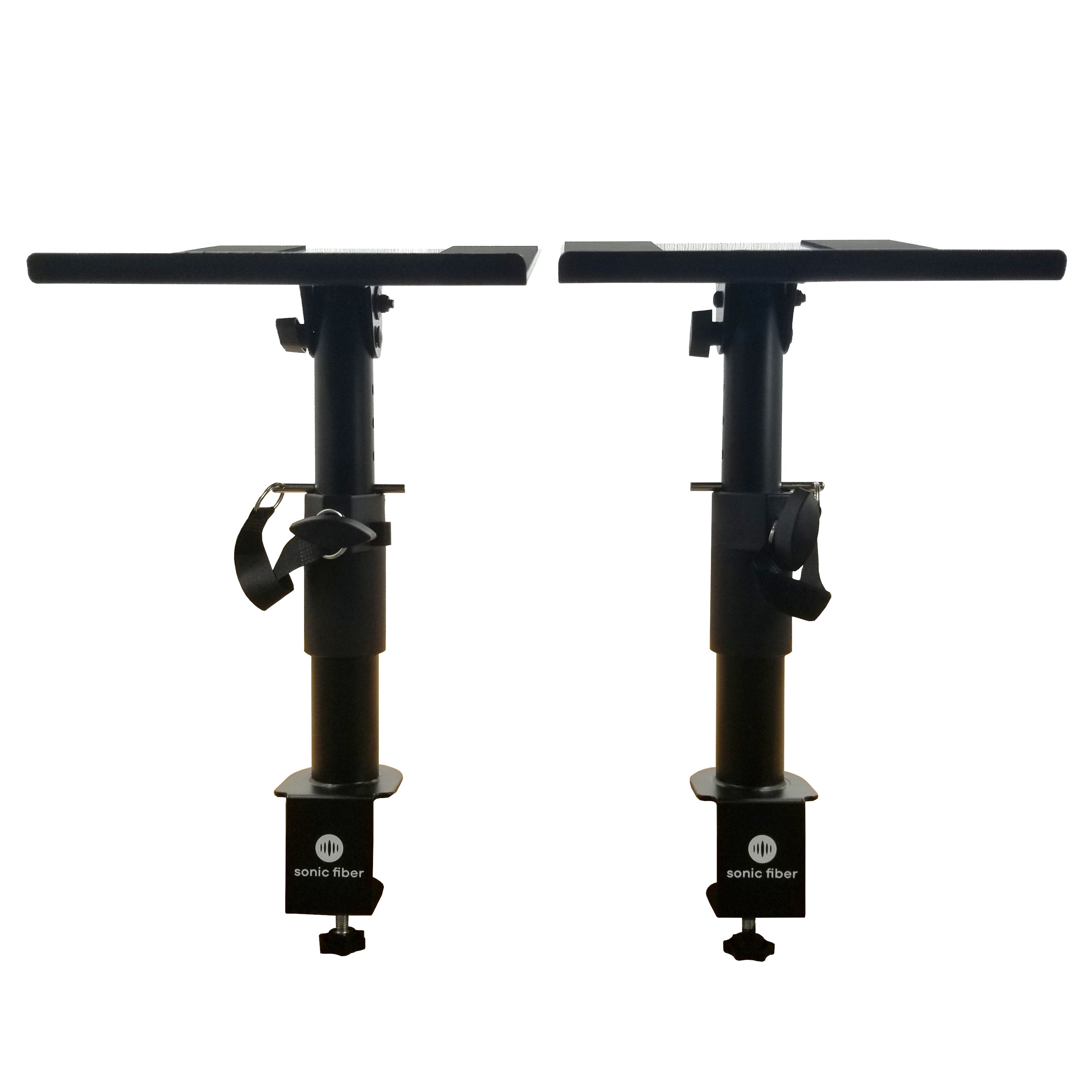 SonicFiber SF-SMCSv2 Studio Monitor Desk Clamp Stand Pair (V2) w/ Adjustable Height & Tilt