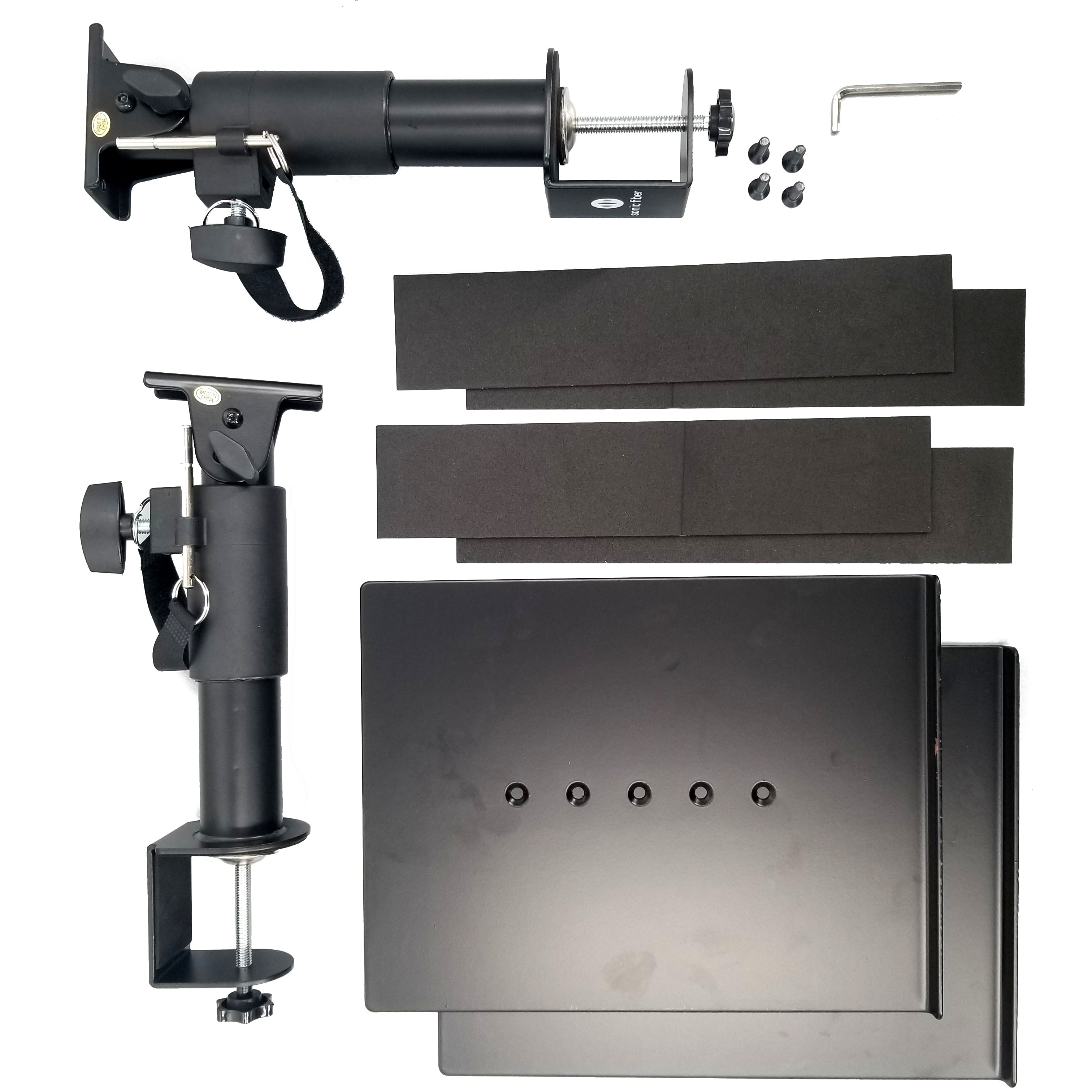 SonicFiber SF-SMCSv2 Studio Monitor Desk Clamp Stand Pair (V2) w/ Adjustable Height & Tilt